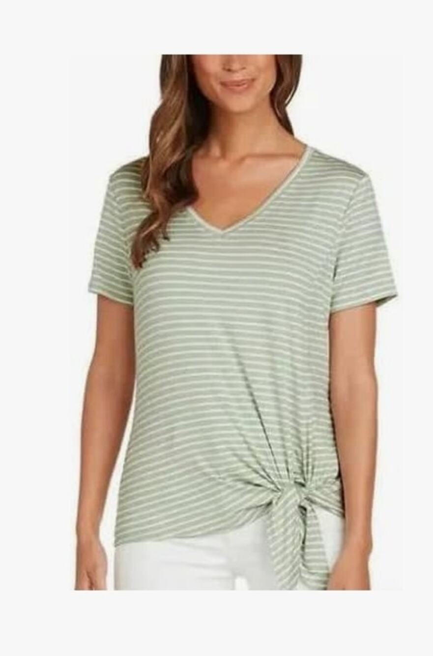 Matty Women's Short Sleeve Tie Tee - Green XS